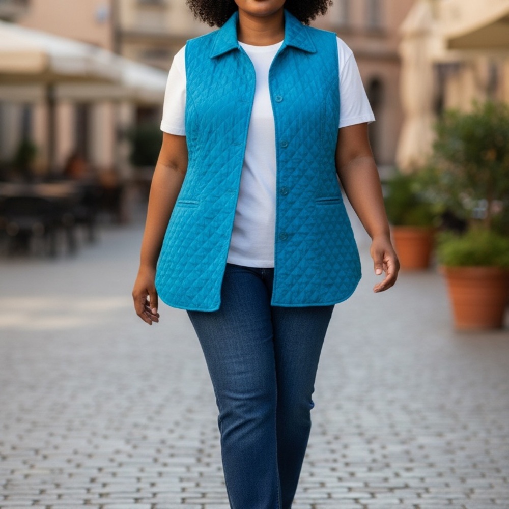 Coldwater Creek Blue Quilted Vest